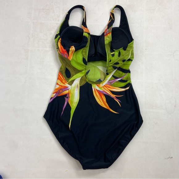 Diva Rachael Poppo black tropical garden one piece swimsuit. Size 12 - Picture 6 of 9